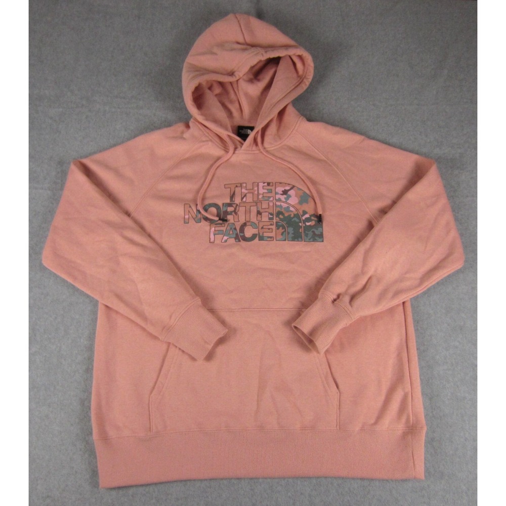 The North Face Hoodie Womens Medium Pink Camo Logo Half Dome Fleece Pullover‎